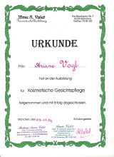 Urkunde - Kosmetische Gesichtspflege